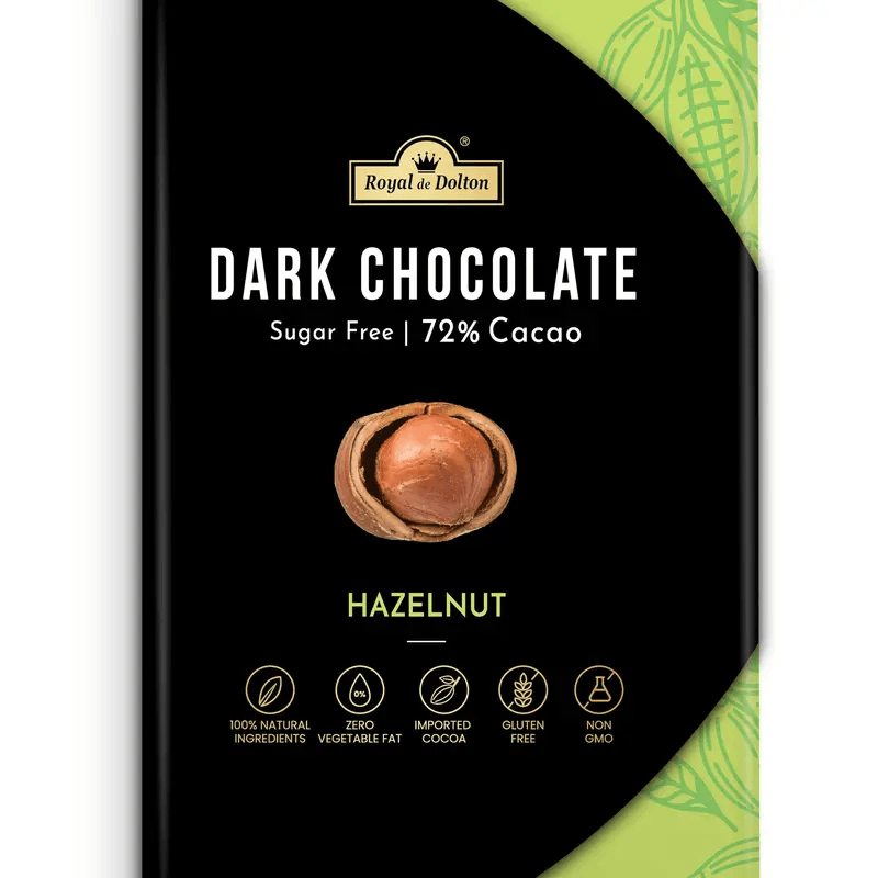RDD SUGAR FREE 72% DARK  CHOCOLATE WITH HAZELNUT